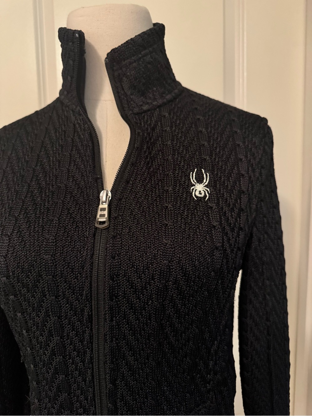 Spyder Black Cable-Knit Full-Zip Utility Jacket - Picture 3 of 4